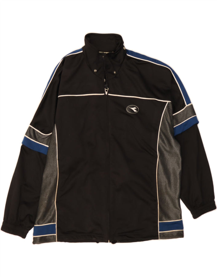 DIADORA Mens Oversized Tracksuit Top Jacket IT 50 Medium Black Colourblock Vintage Diadora and Second-Hand Diadora from Messina Hembry 