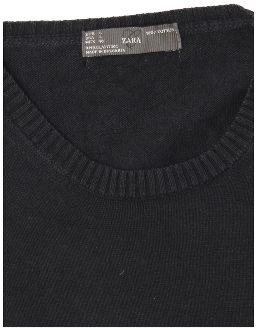 Pulover pentru bărbați Zara, cu decolteu, mare, albastru bleumarin, bumbac