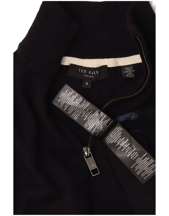 Pulover pentru bărbați Ted Baker, cu fermoar, cu gât, mărimea 3, lână medie, albastru bleumarin