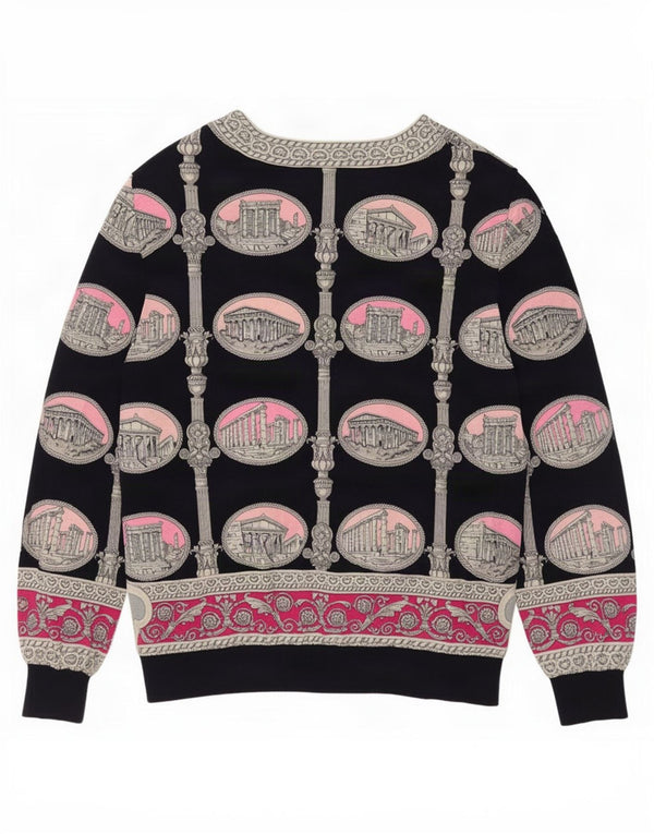 Pulover cardigan cu model abstract Liola pentru femei UK 16 Lână neagră mare