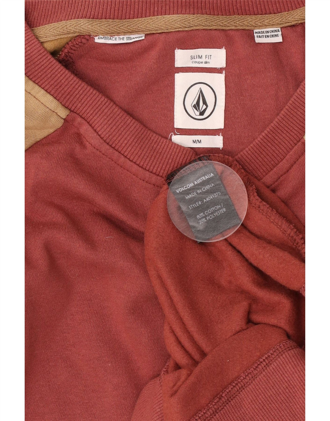 Pulover pentru bărbați Volcom Slim Fit, bumbac color bloc roșu mediu