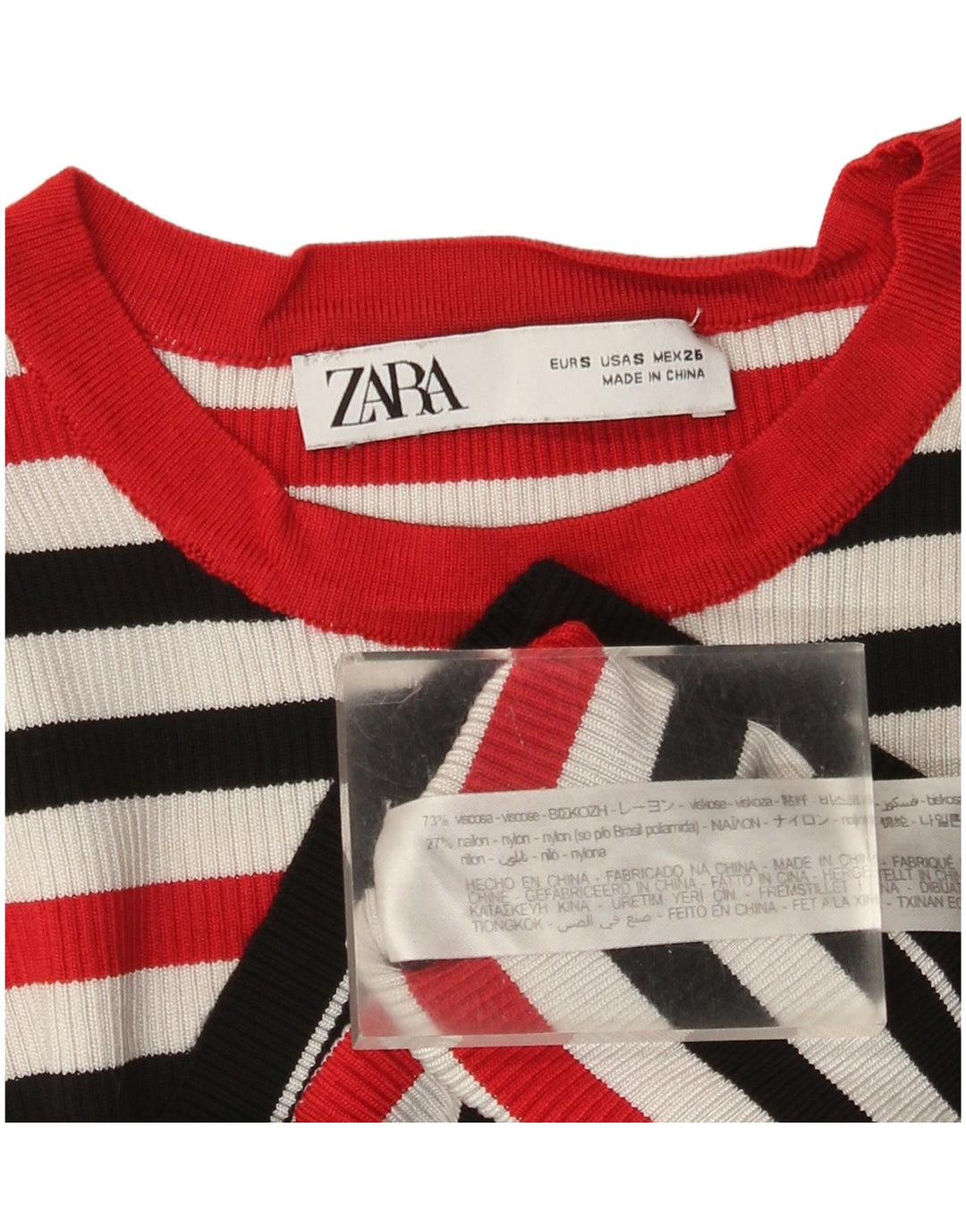 Crop Top pentru femei Zara cu mânecă lungă UK 8, mic, multicolor, în dungi, viscoză