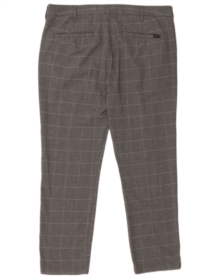 Hollister Pantaloni chino slim pentru bărbați W36 L28 poliester cu carouri gri