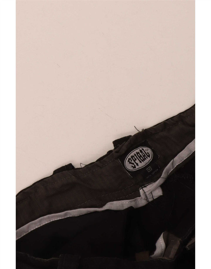 Pantaloni scurți cargo grafic pentru bărbați Spiral Medium W36, bumbac negru, gotic