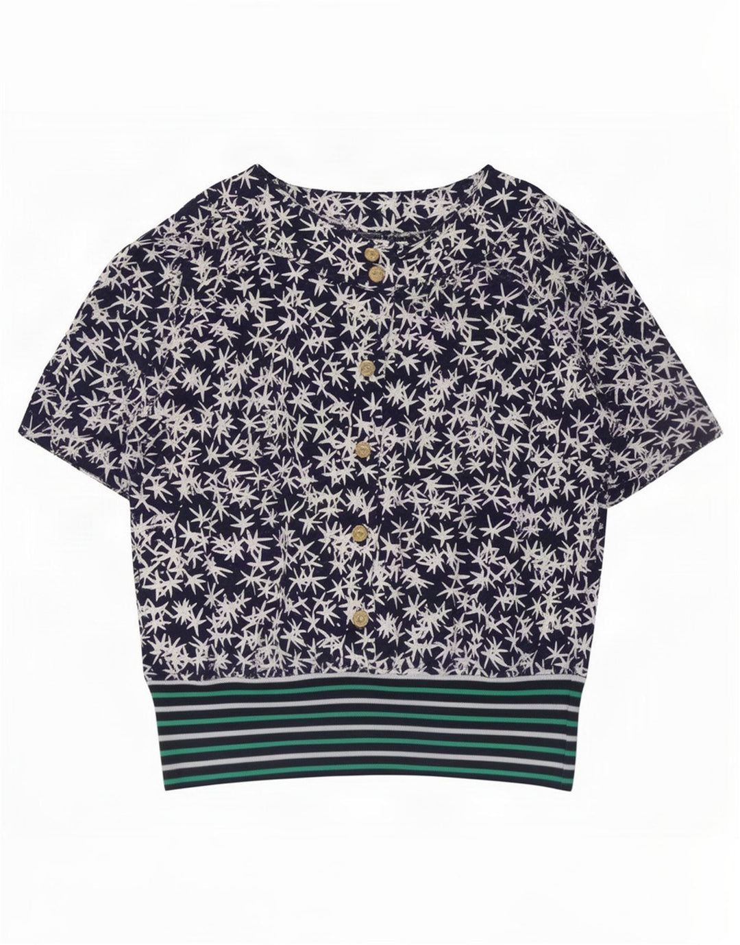 Bluză Vintage Femei Top IT 44 Medium Bleumarin Floral