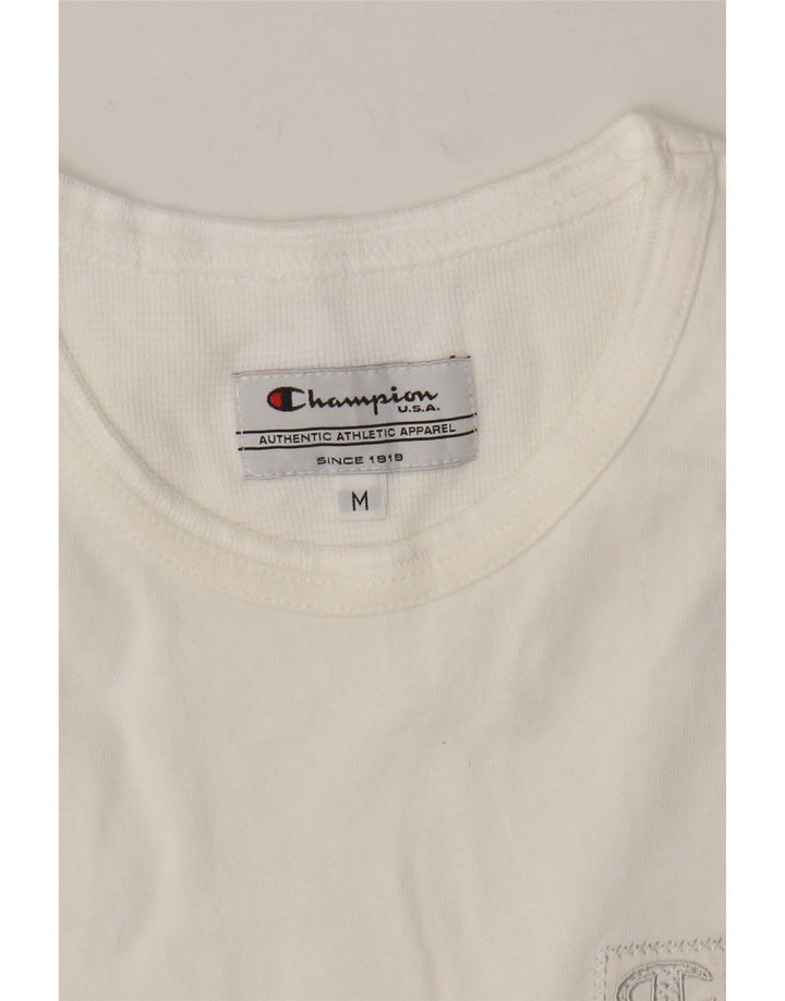 CHAMPION Womens Vest Top UK 14 Medium White Cotton Vintage Champion and Second-Hand Champion from Messina Hembry 