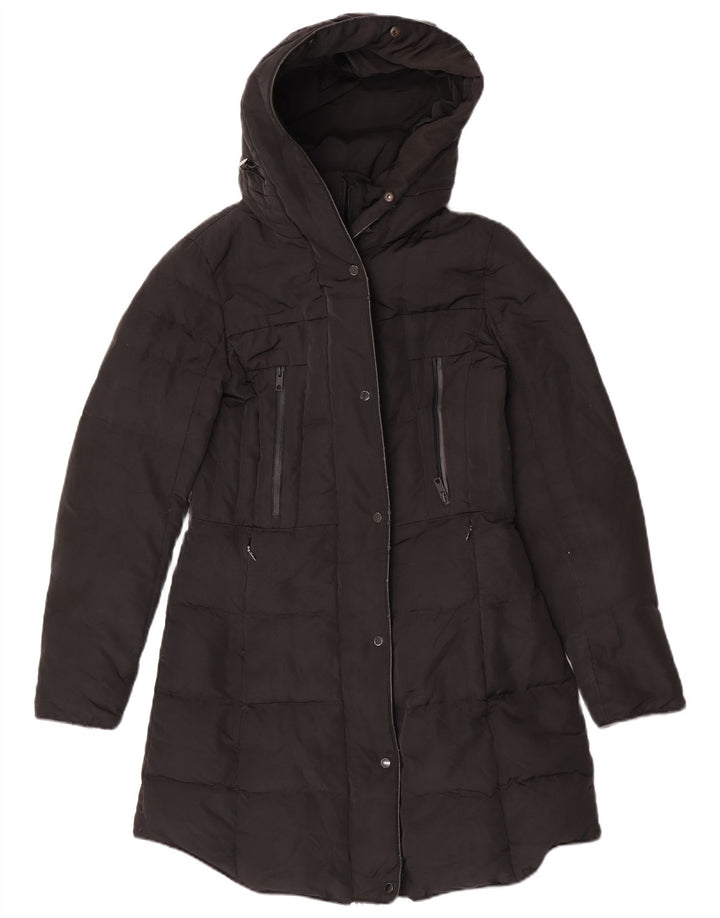 Palton căptușit cu glugă pentru femei Zara UK 14 Medium Black