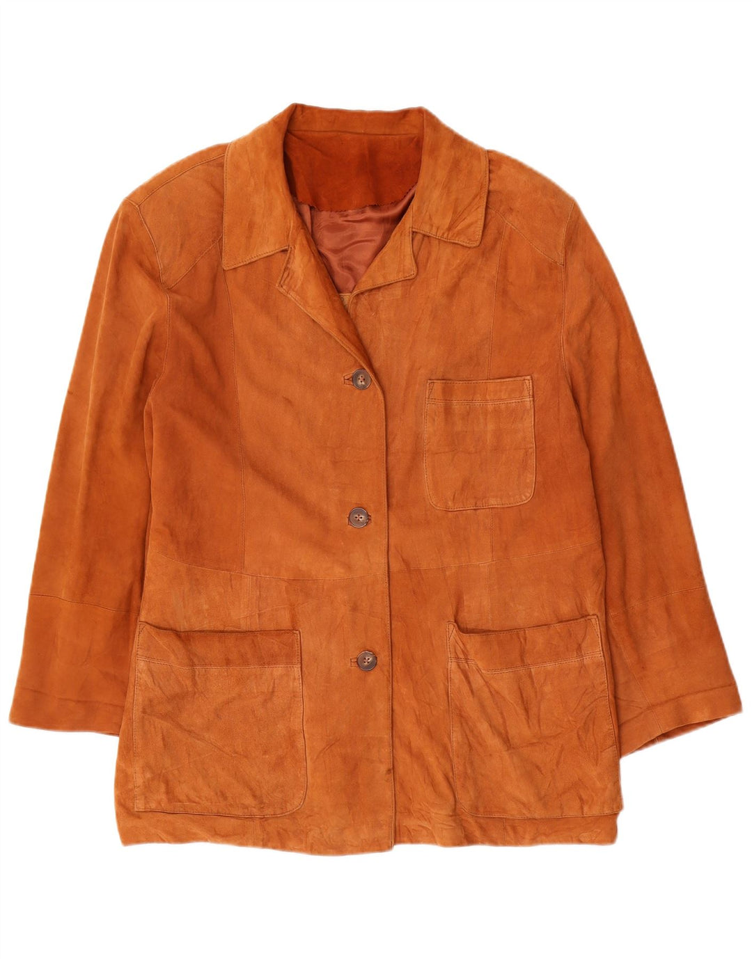 VINTAGE Womens Suede Jacket UK 18 XL Orange