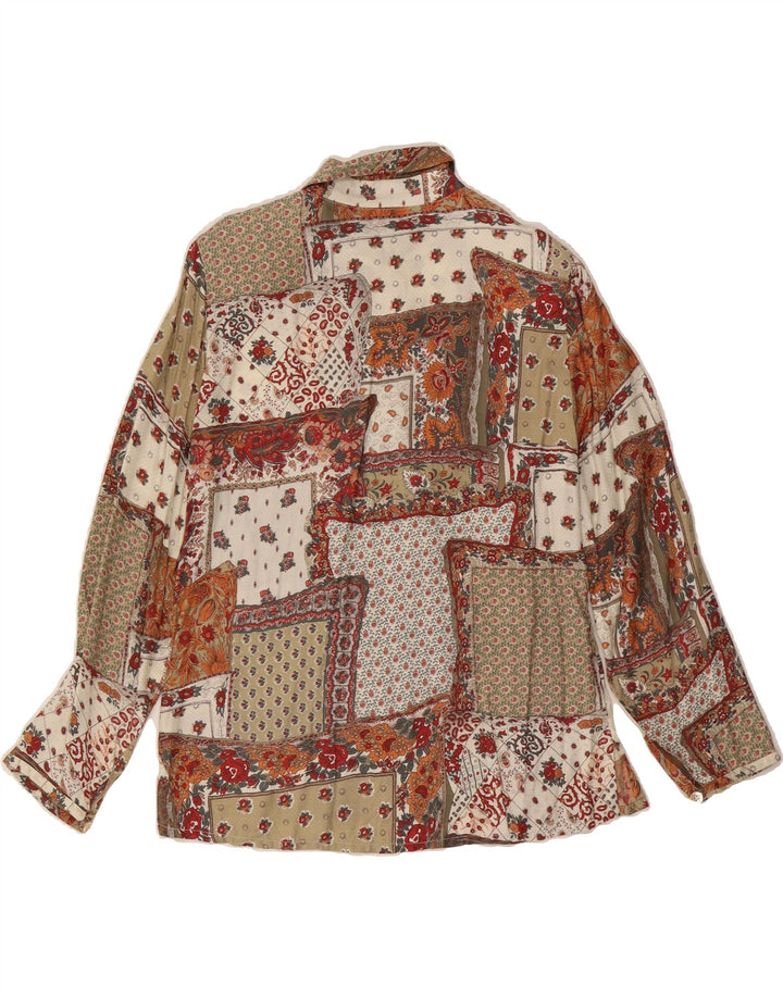 RENATO BALESTRA Womens Shirt Blouse IT 46 Large Brown Patchwork Viscose Vintage Renato Balestra and Second-Hand Renato Balestra from Messina Hembry 