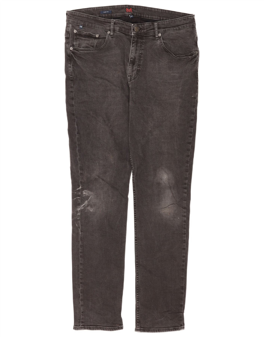 Crew Clothing Blugi slim pentru bărbați W38 L33 bumbac gri