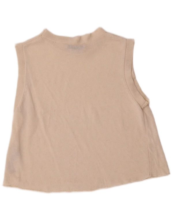 Zara Femei Vest Tank Top UK 10 Mic Bej Acrilic
