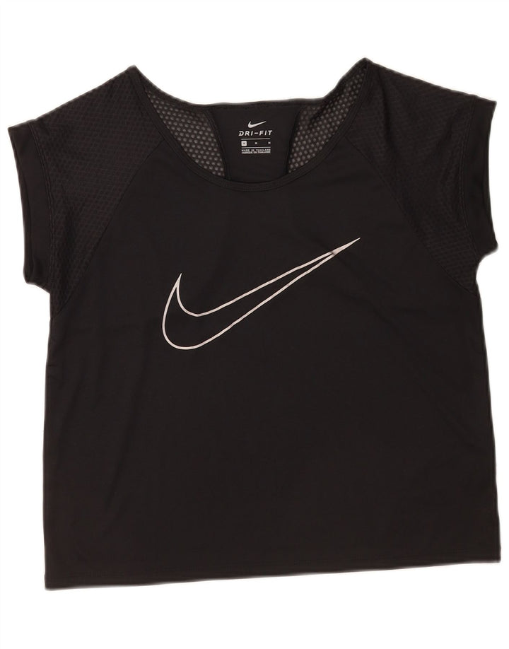 Tricou grafic Nike Dri Fit pentru femei Top UK 14 Poliester mediu negru