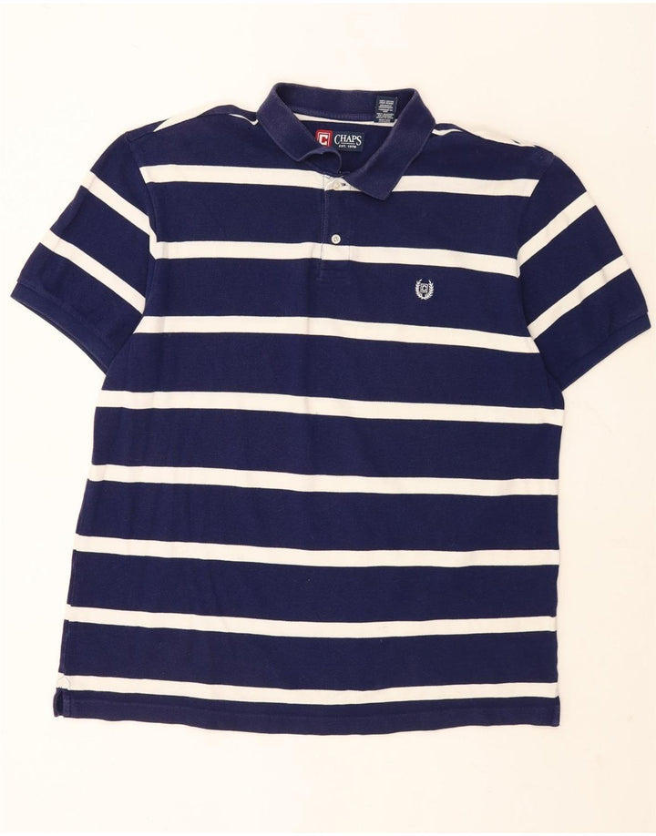 Cămașă polo pentru bărbați Chaps XL, bumbac cu dungi, albastru bleumarin