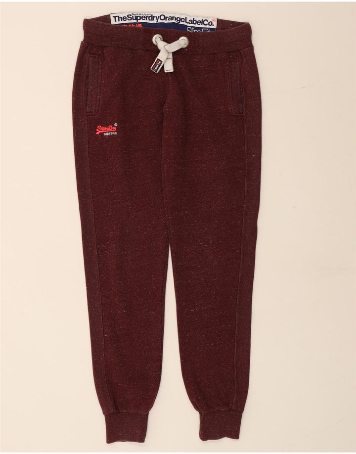 SUPERDRY Pantaloni de trening pentru femei Pantaloni de jogging UK 14 Medium Burgundy Flecked