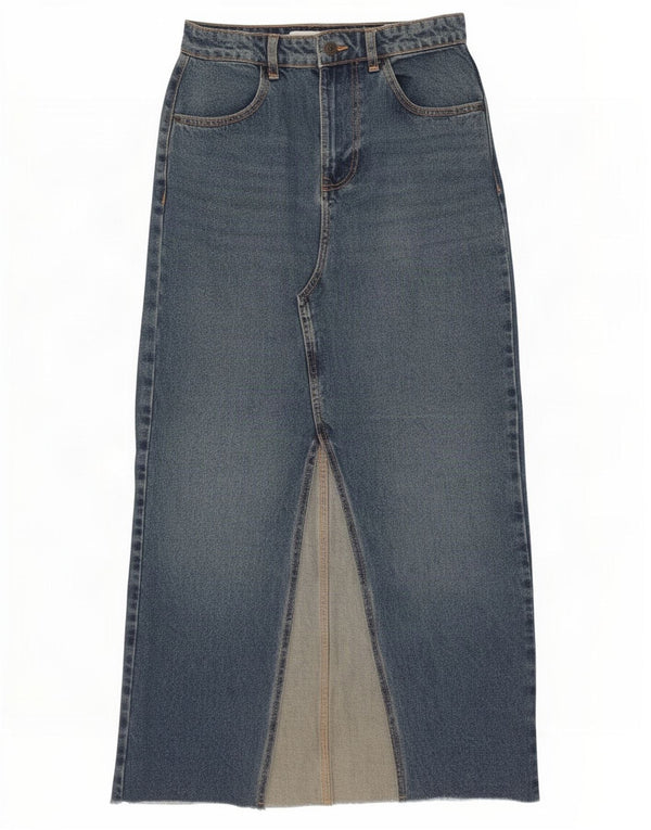 Zara Womens Midi Denim Skirt Small W26 Blue Cotton