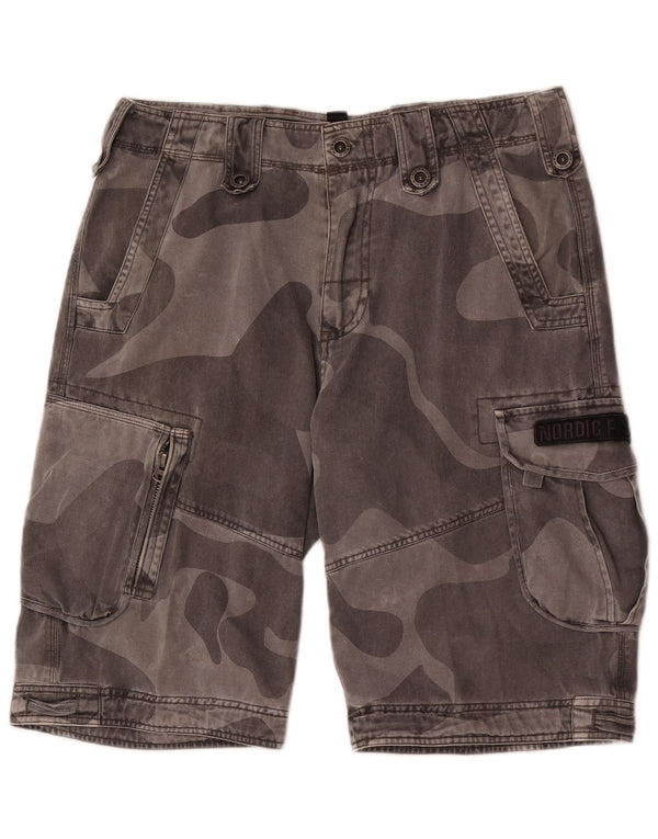 Pantaloni scurti cargo vintage pentru bărbați, mari W34, camuflaj gri