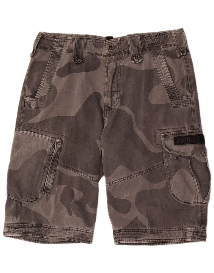 Pantaloni scurti cargo vintage pentru bărbați, mari W34, camuflaj gri