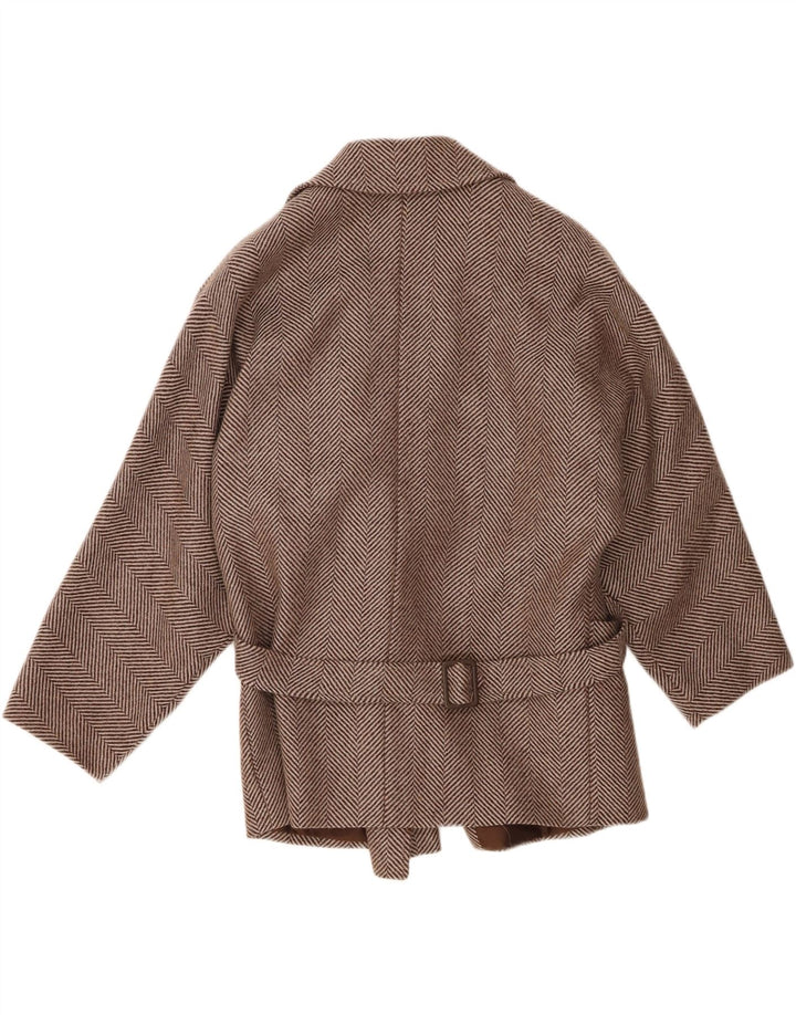 Pardesiu Vintage pentru femei IT 44 Lână Chevron Maro Mediu