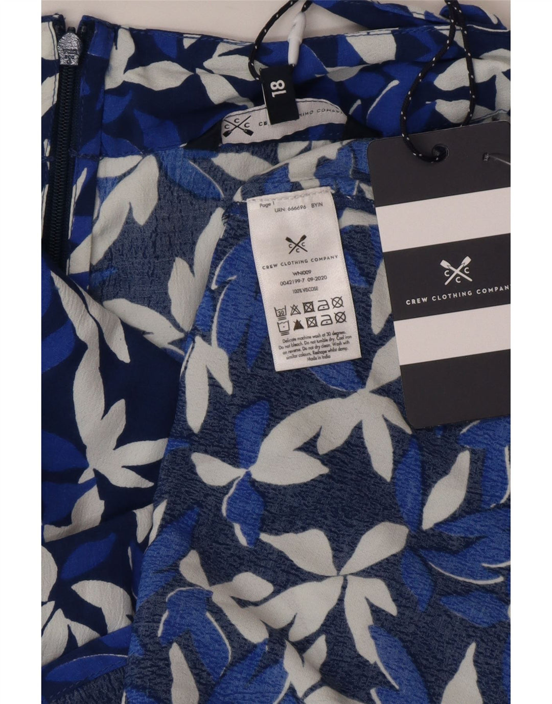 CREW CLOTHING Fusta în formă de A pentru femei UK 18 XL W38 Blue Floral Viscose