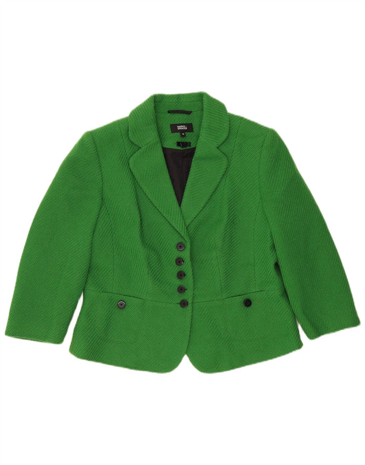 Jachetă pentru femei Marks & Spencer, cu 5 nasturi, din poliester verde mare, UK 16