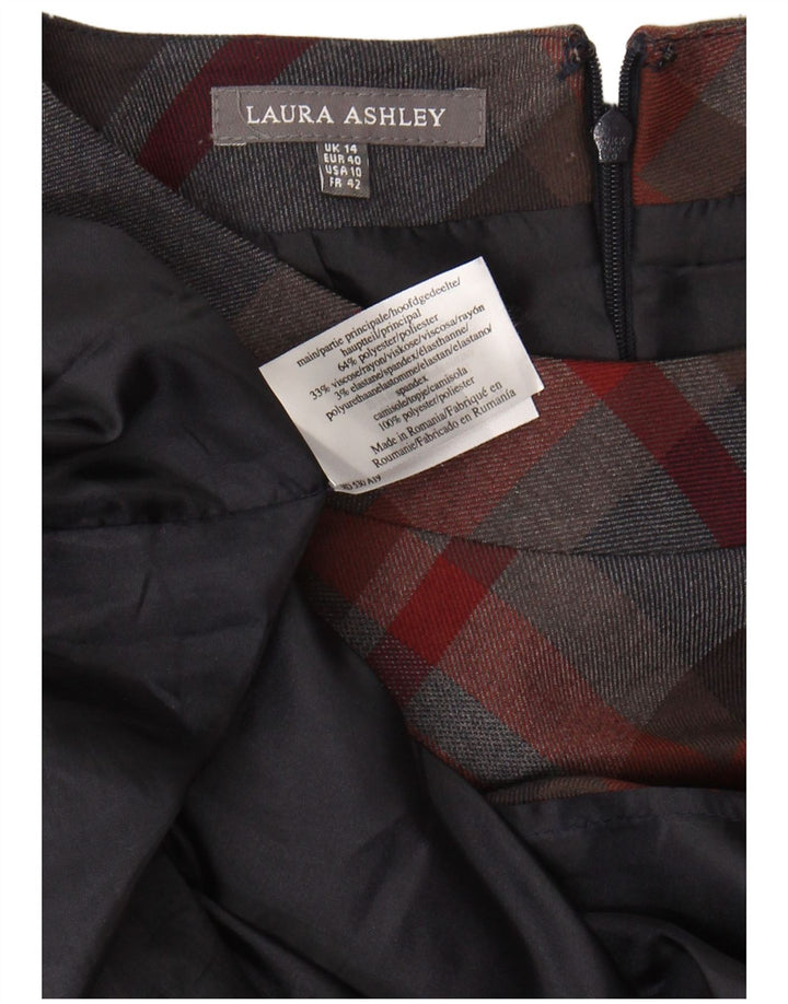 LAURA ASHLEY Womens 3/4 Sleeve Basic Dress UK 14 Large Grey Check