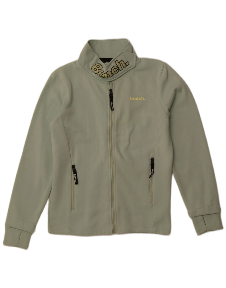 Jachetă de trening cu grafică BENCH pentru femei UK 12, bumbac verde mediu