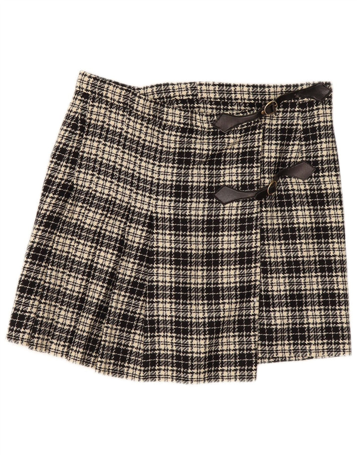 Fusta Mini W32 Vintage pentru femei, cu carouri mari, negru