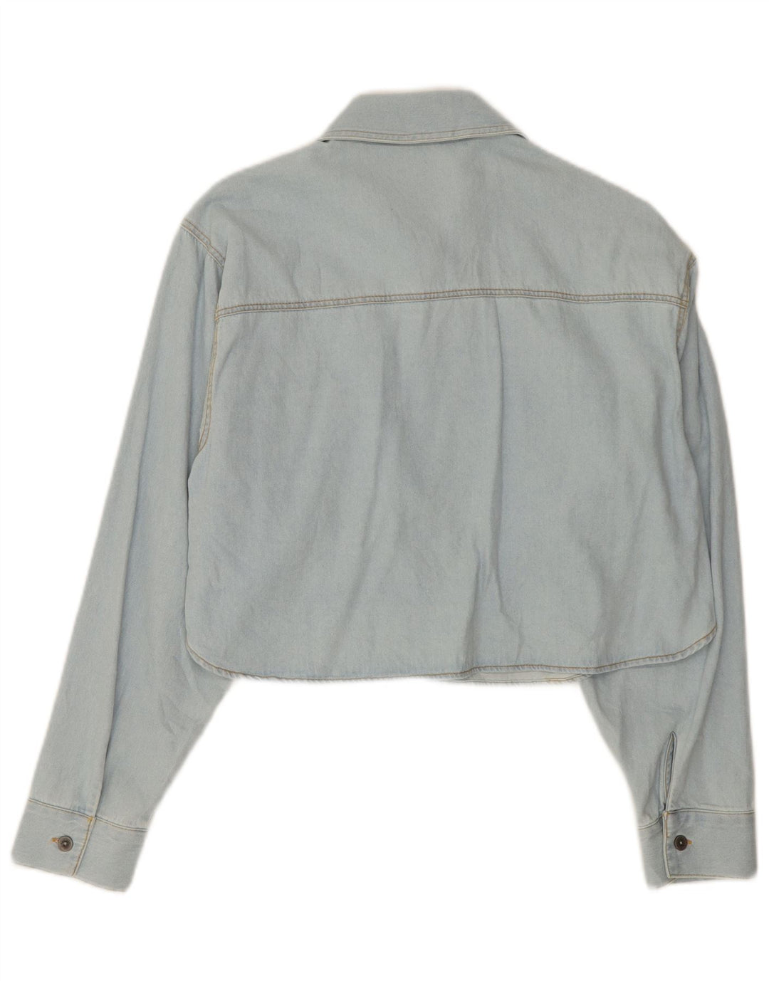 Cămașă de denim scurtă pentru femei Zara UK 14, bumbac albastru mediu