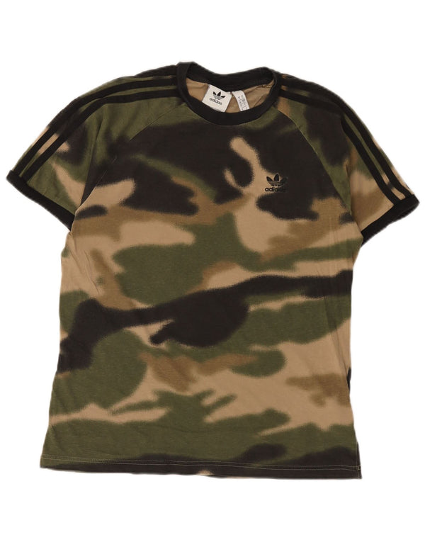 Adidas Mens T-Shirt Top Small Green Camouflage Cotton