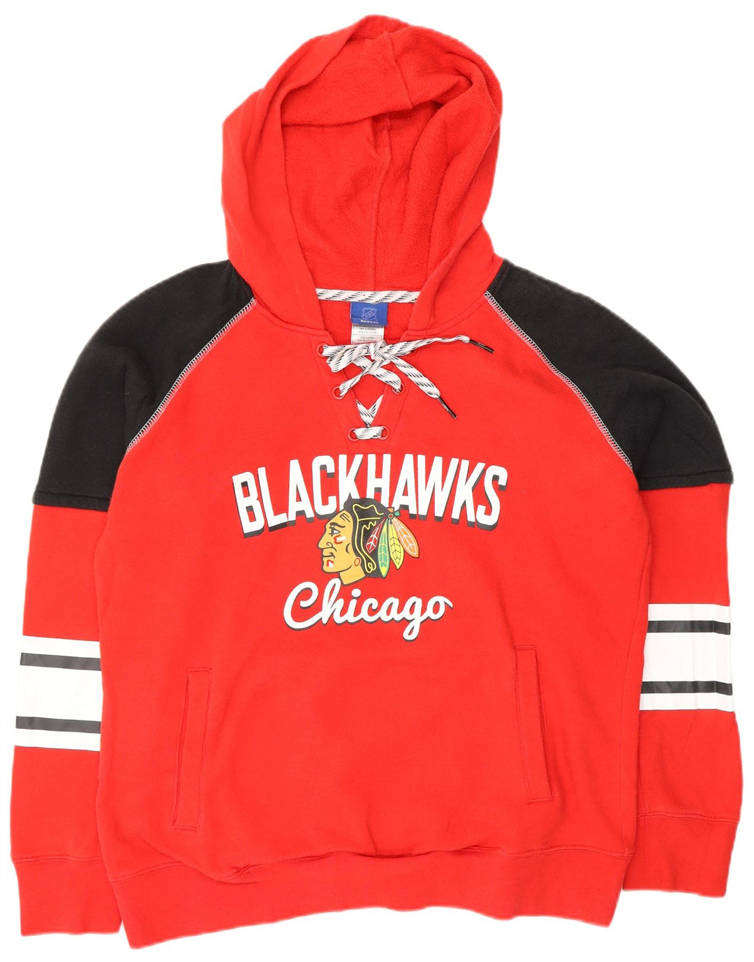 Pulover cu glugă REEBOK Chicago Blackhawks pentru femei UK 16, mare, roșu, color block
