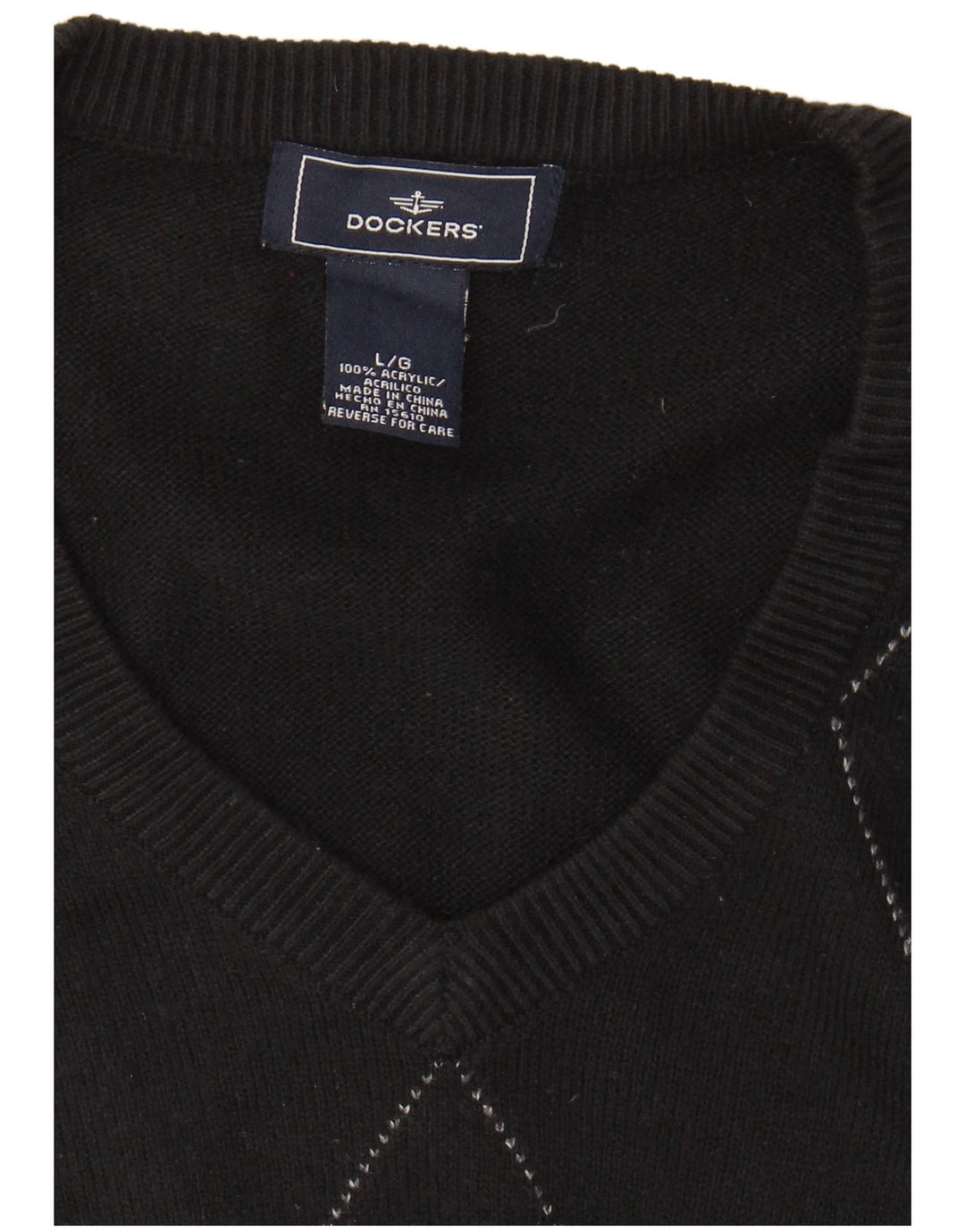 DOCKERS Vestă pentru bărbați Tank Top mare negru Argyle/Diamond Acrylic