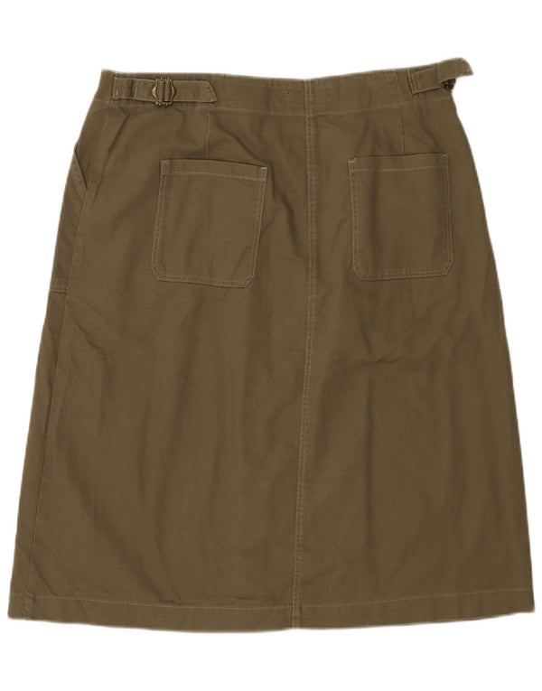 Marks & Spencer Womens A-Line Skirt UK 16 Large W36 Khaki Cotton