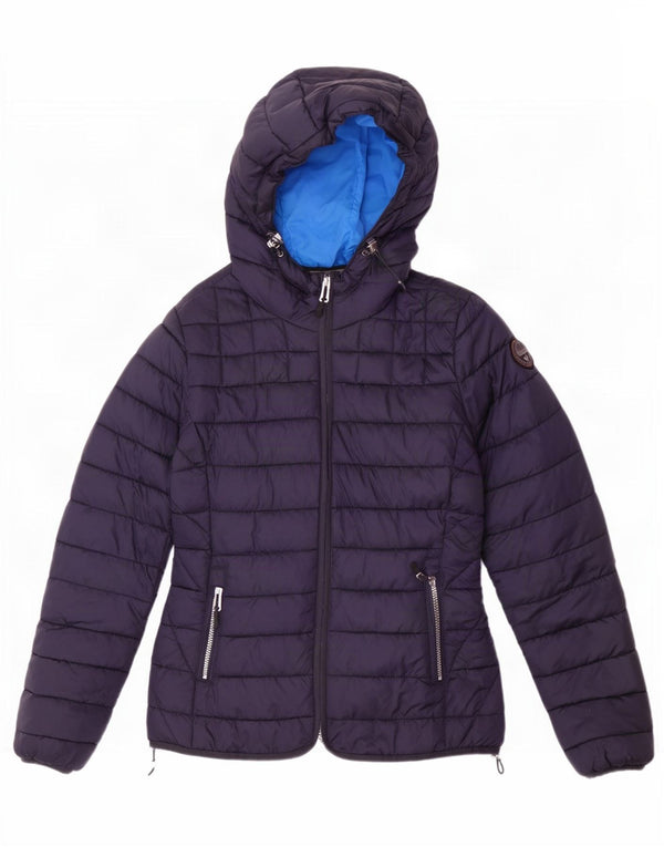 Jachetă căptușită cu glugă Napapijri pentru femei UK 12 Medium Bleumarin Poliamidă