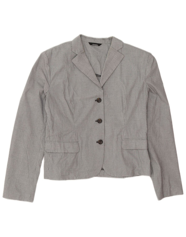 Jachetă pentru femei Stefanel cu 3 nasturi IT 48 XL bumbac cu carouri gri
