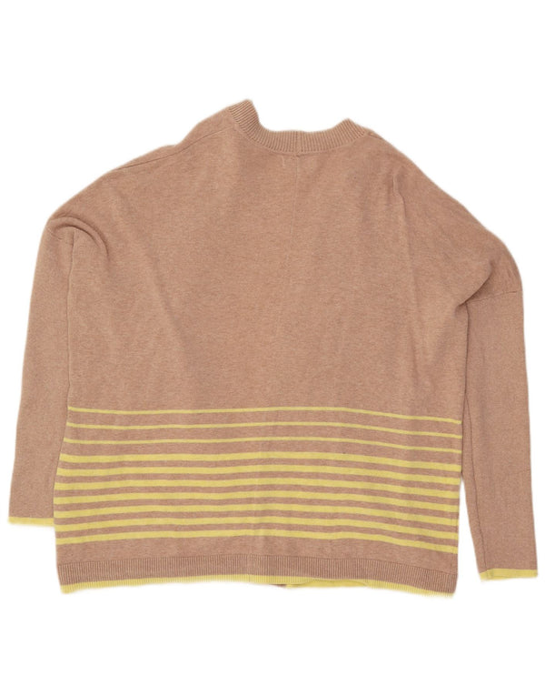 White Stuff Pulover cardigan supradimensionat pentru femei UK 12 Medium Bej cu dungi