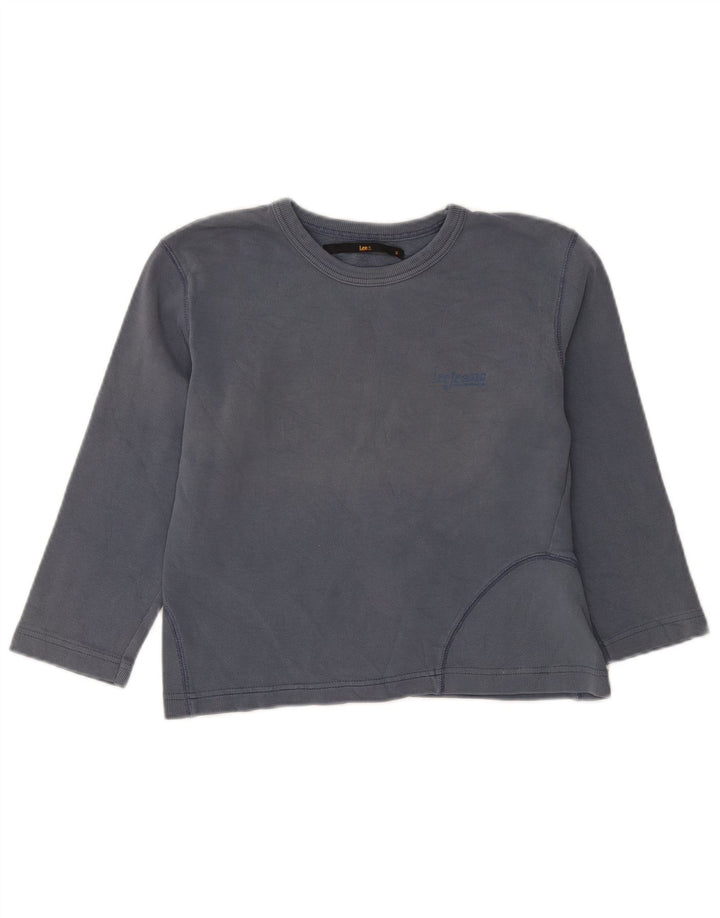 Lee Crop Top mânecă 3/4 pentru femei UK 12 Medium Blue