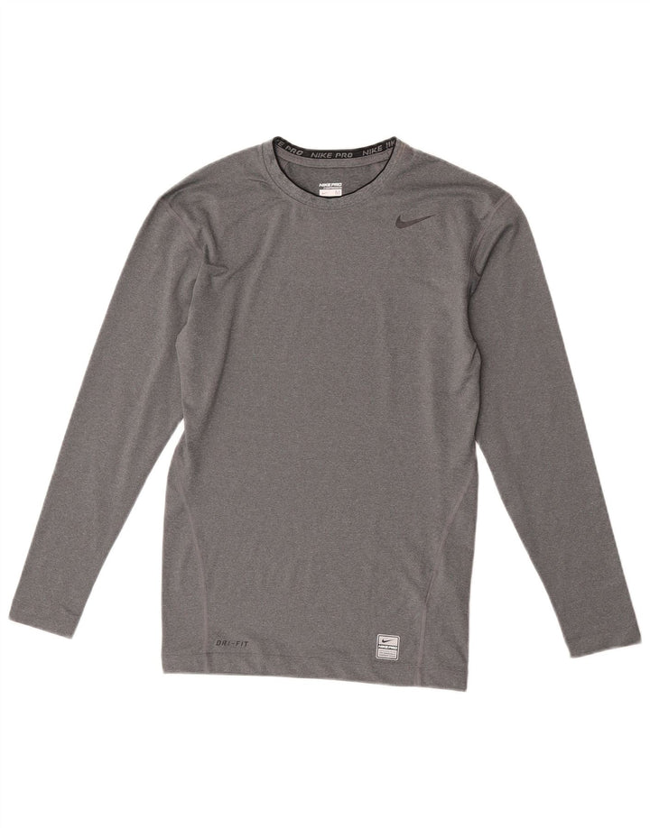 Top de compresie Nike pentru bărbați cu mânecă lungă, gri mediu, poliester cu pături