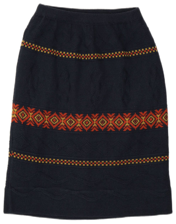 Fusta midi vintage pentru femei W28 Medium bleumarin Argyle/Diamond