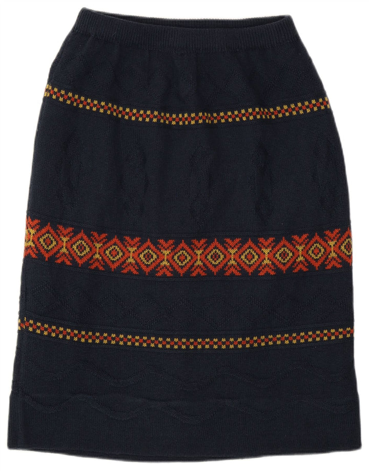 Fusta midi vintage pentru femei W28 Medium bleumarin Argyle/Diamond