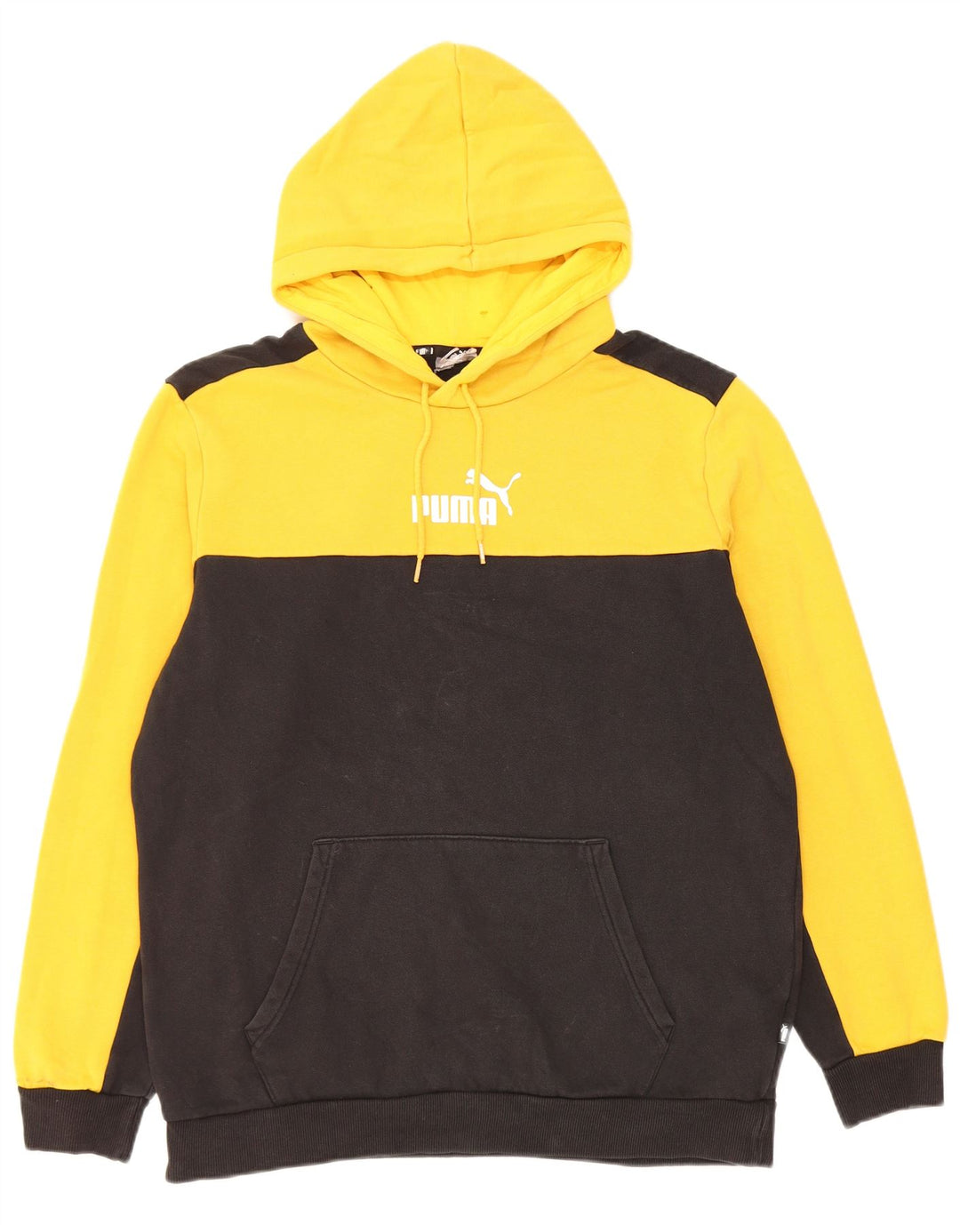 Pulover Puma pentru bărbați, bumbac color bloc, galben mediu