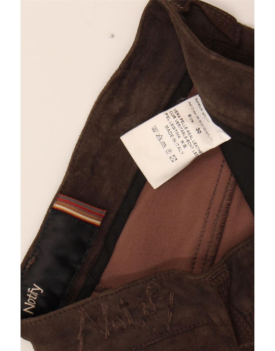 NOTIFY Womens Slim Suede Casual Trousers W30 L30 Brown Leather Vintage Notify and Second-Hand Notify from Messina Hembry 