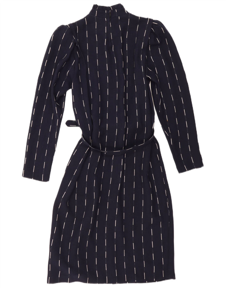 Rochie de bază cu mânecă lungă de epocă pentru femei UK 12 Medium bleumarin cu dungi