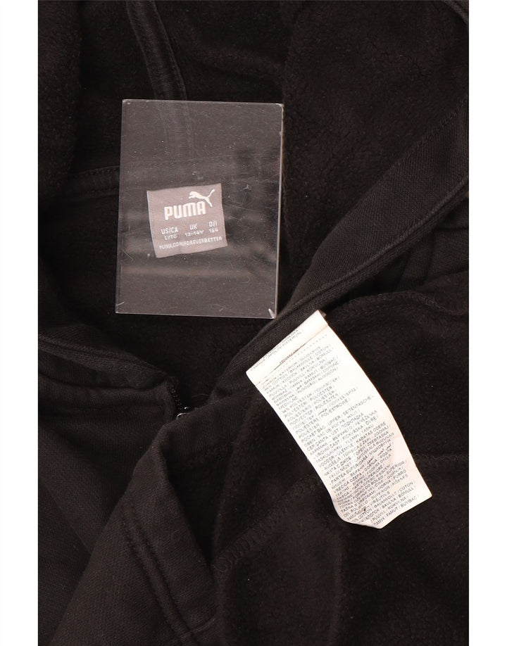 Pulover pentru fete PUMA Graphic Zip Hoodie 13-14 ani, bumbac negru