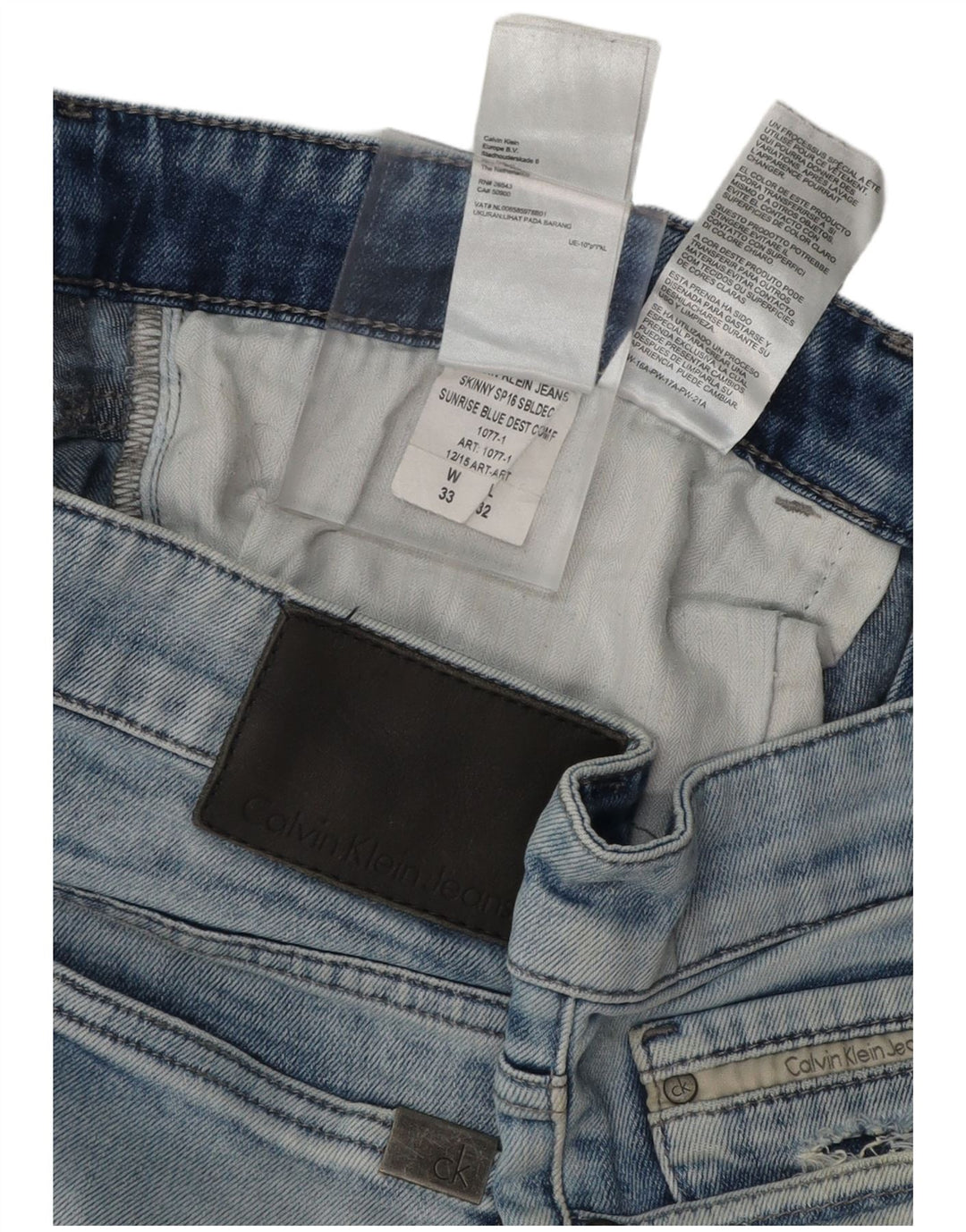 CALVIN KLEIN Blugi skinny distressed pentru bărbați 33 L32 Bumbac albastru