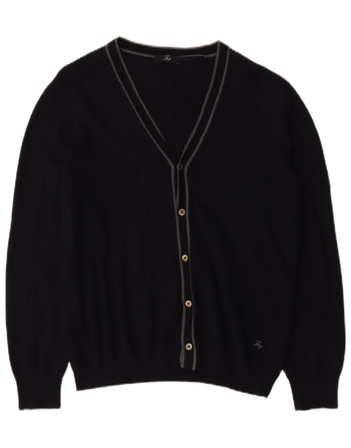 Pulover cardigan pentru bărbați Fay IT 52 Lână virgină mare albastru bleumarin