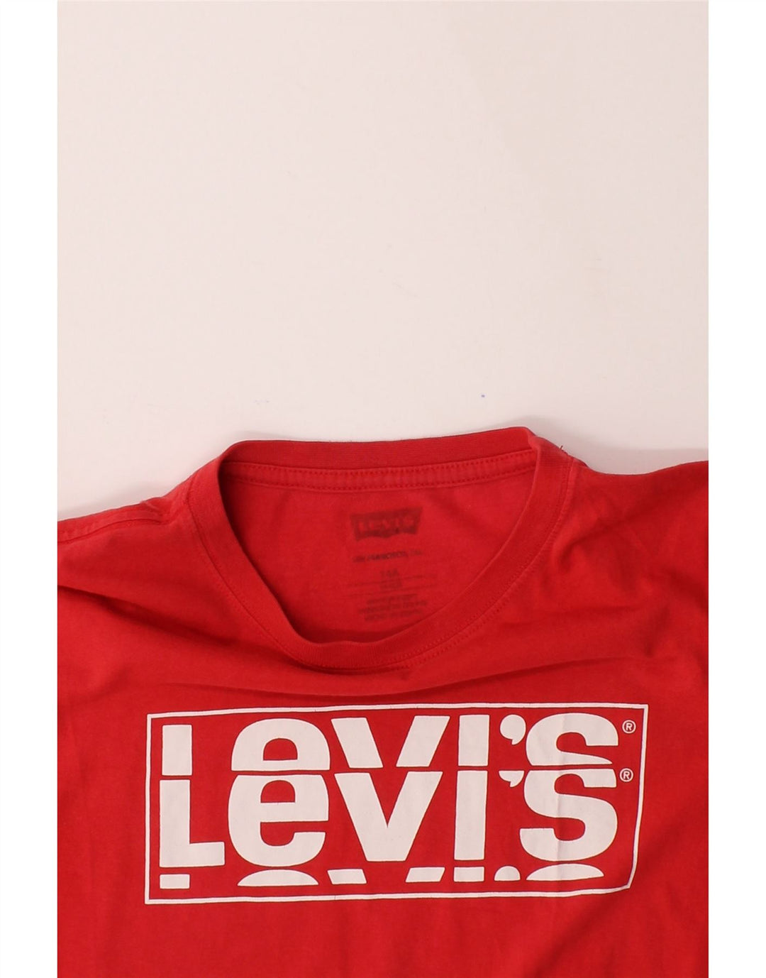 LEVI'S Boys Graphic T-Shirt Top 13-14 Years Red Cotton Vintage Levi's and Second-Hand Levi's from Messina Hembry 