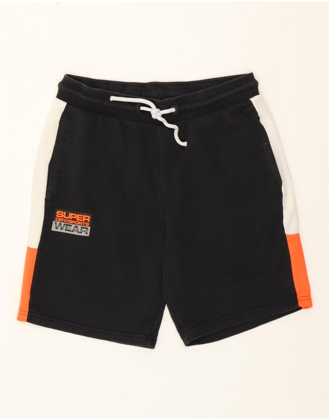 SUPERDRY Pantaloni scurți de sport grafic pentru bărbați, mari, negru, color block, bumbac