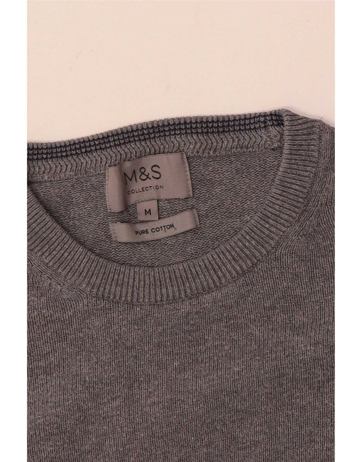 Pulover pentru bărbați Marks & Spencer, cu gât crew, bumbac, gri mediu