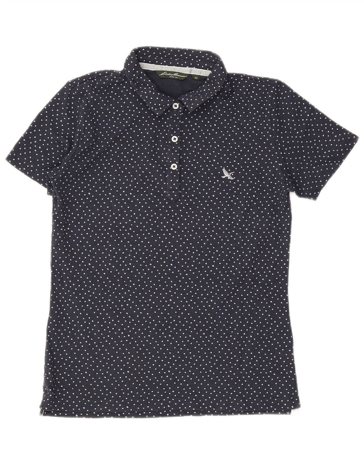 EDDIE BAUER Tricou polo pentru femei UK 10 Mic bleumarin cu buline