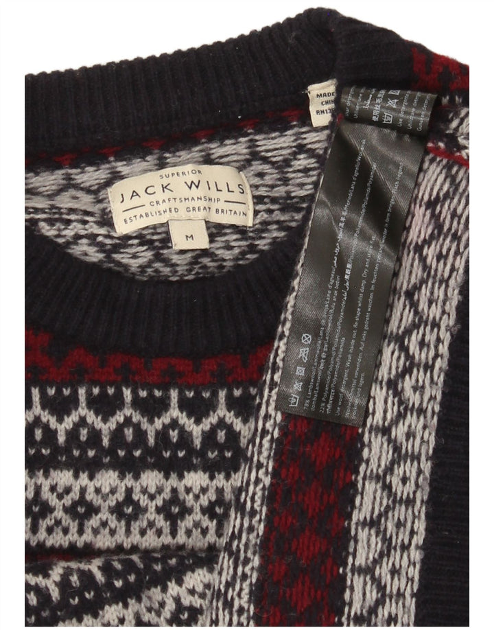 Pulover Jack Wills pentru bărbați cu gât roșu, mijlociu, bleumarin, Fair Isle